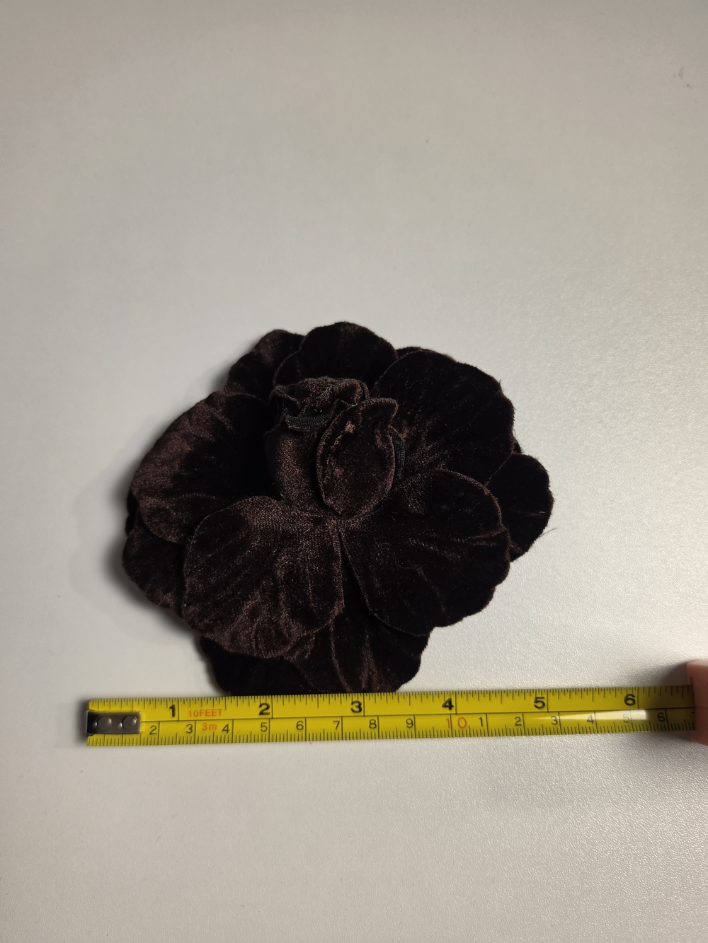 Vintage Brown Velvet Rose Brooch Pin - Picture 6 of 6